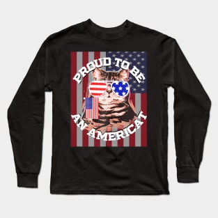 4th Of July Cat American Flag Glasses Long Sleeve T-Shirt